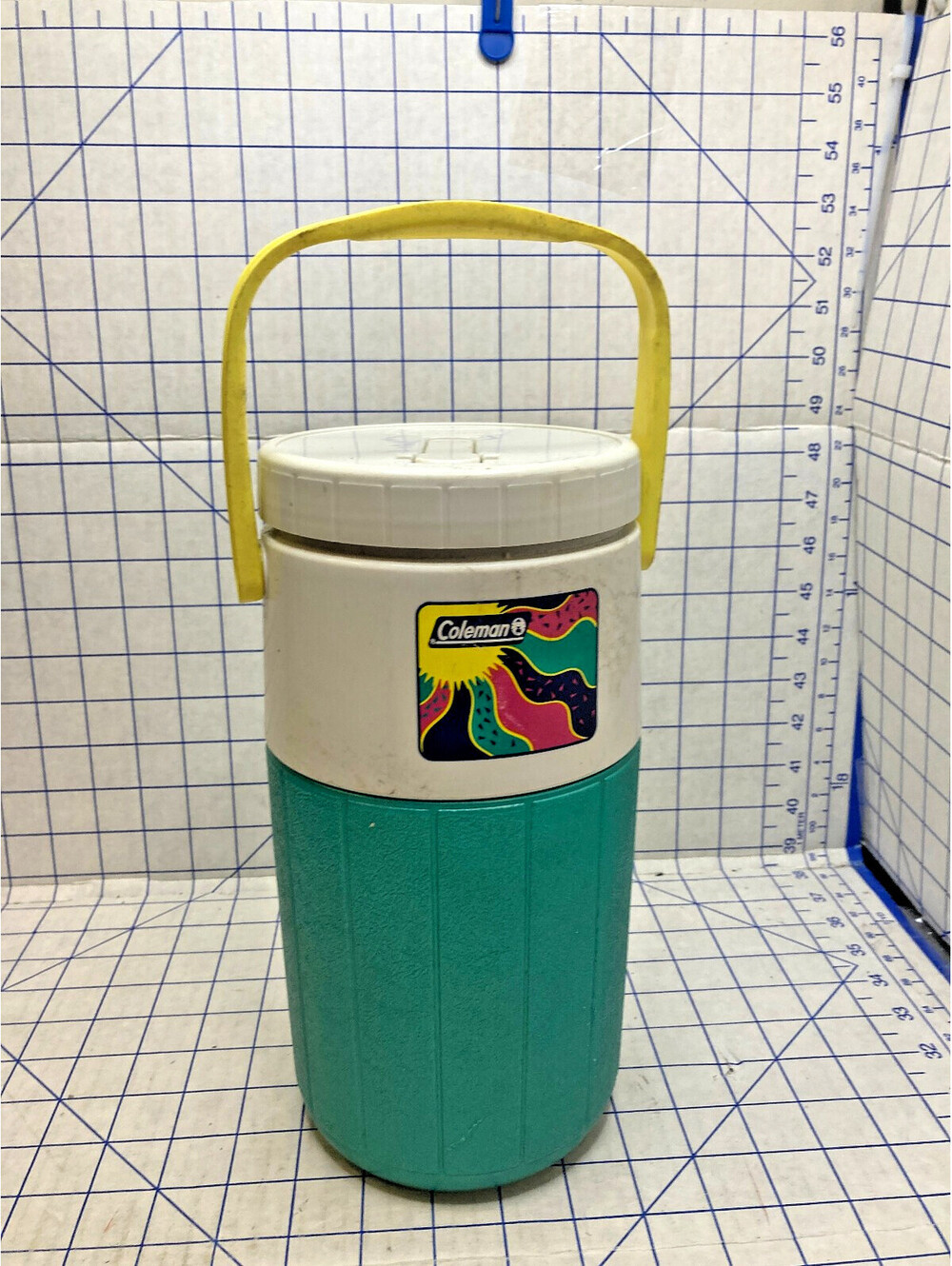 Vintage Coleman Polylite 5590 Green and White Half Gallon Water Jug 1980s Logos